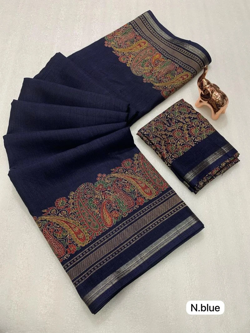 Md Apple 1 Tusser Silk Jacquard Printed Saree Collection 18