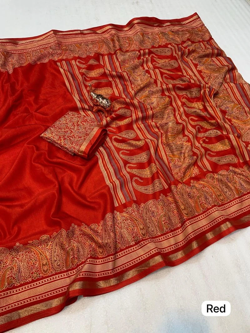 Md Apple 1 Tusser Silk Jacquard Printed Saree Collection 19