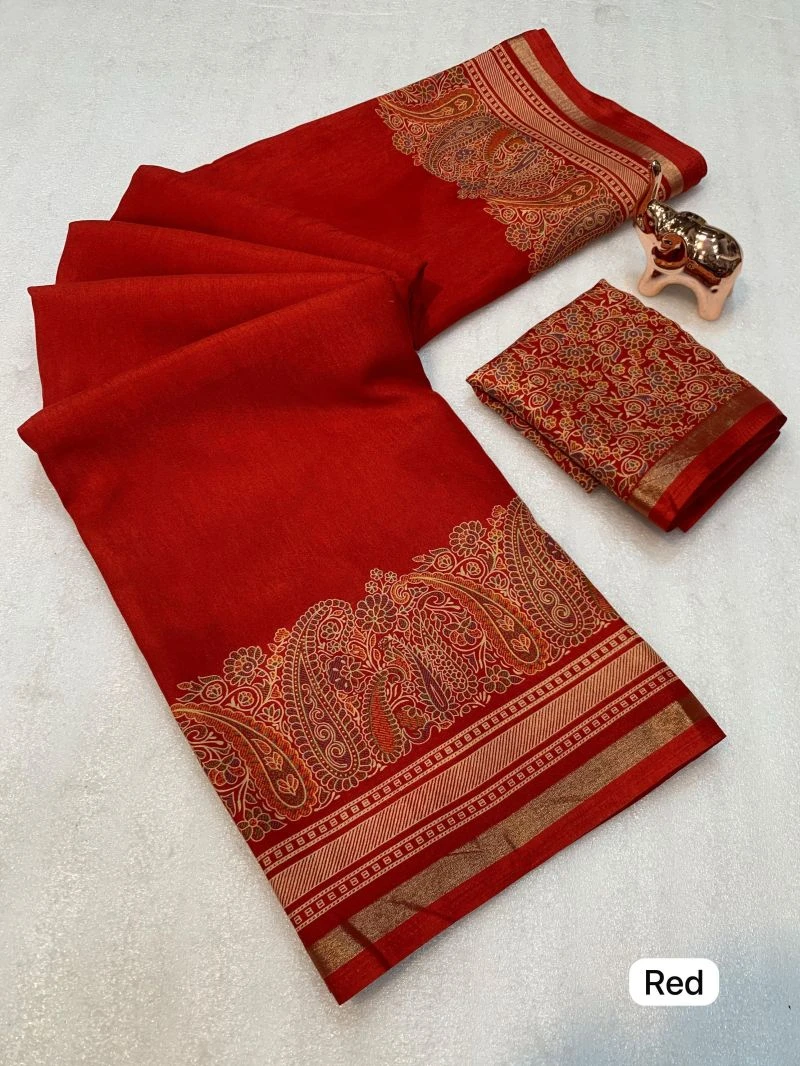 Md Apple 1 Tusser Silk Jacquard Printed Saree Collection 21
