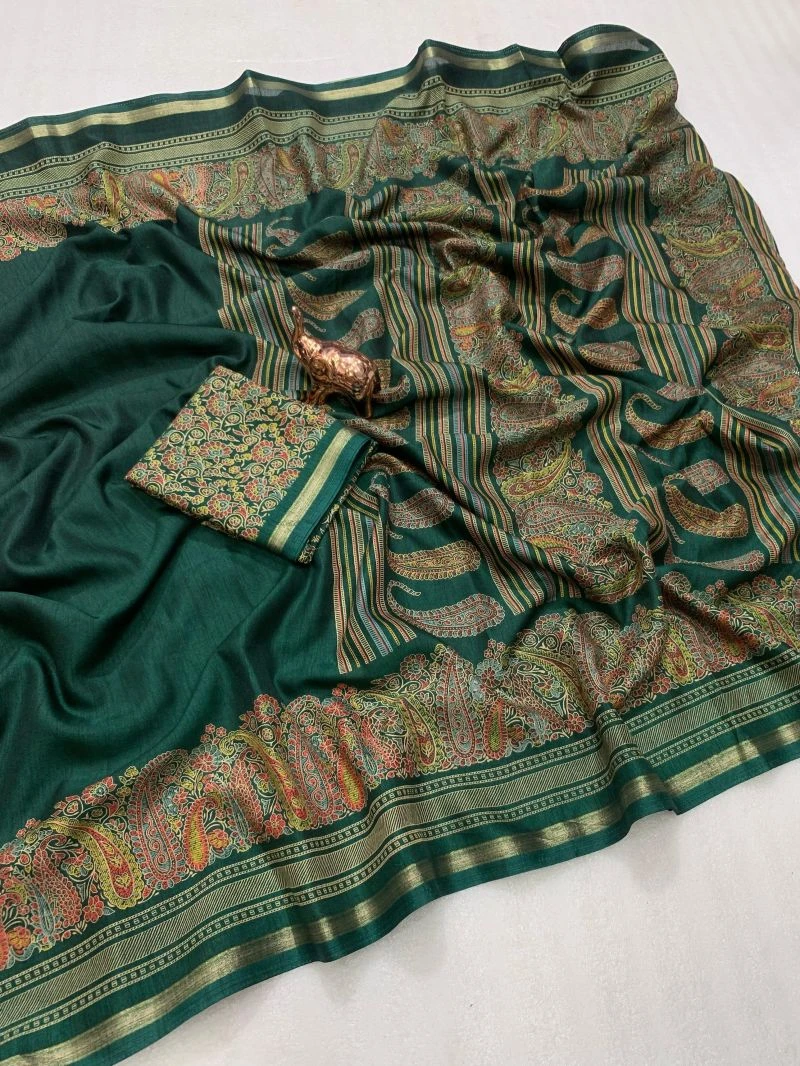 Md Apple 1 Tusser Silk Jacquard Printed Saree Collection 22
