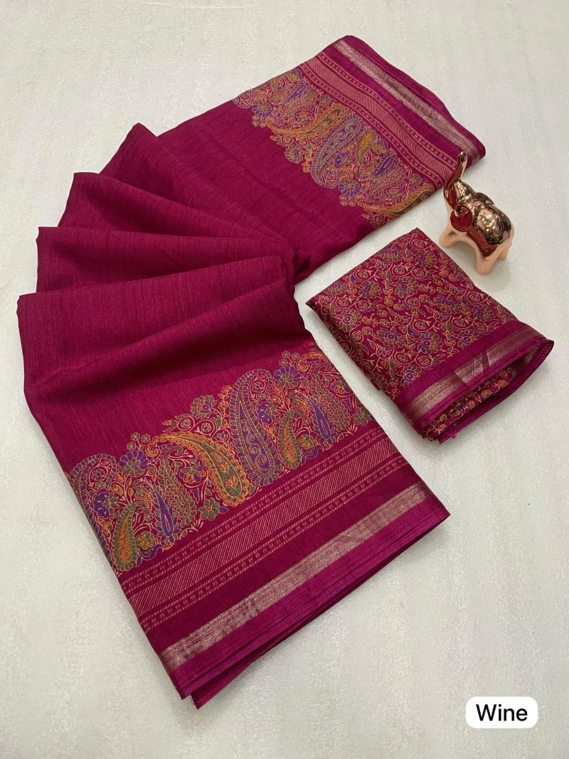 Md Apple 1 Tusser Silk Jacquard Printed Saree Collection 23
