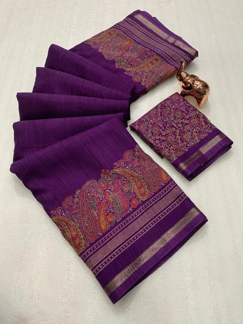 Md Apple 1 Tusser Silk Jacquard Printed Saree Collection 3