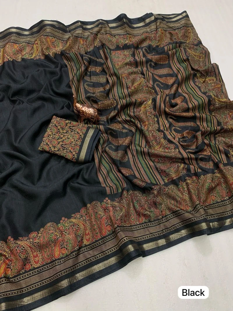 Md Apple 1 Tusser Silk Jacquard Printed Saree Collection 4