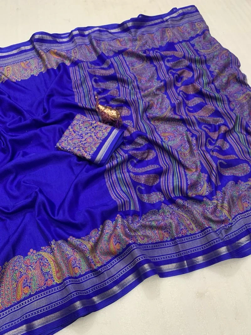 Md Apple 1 Tusser Silk Jacquard Printed Saree Collection 5
