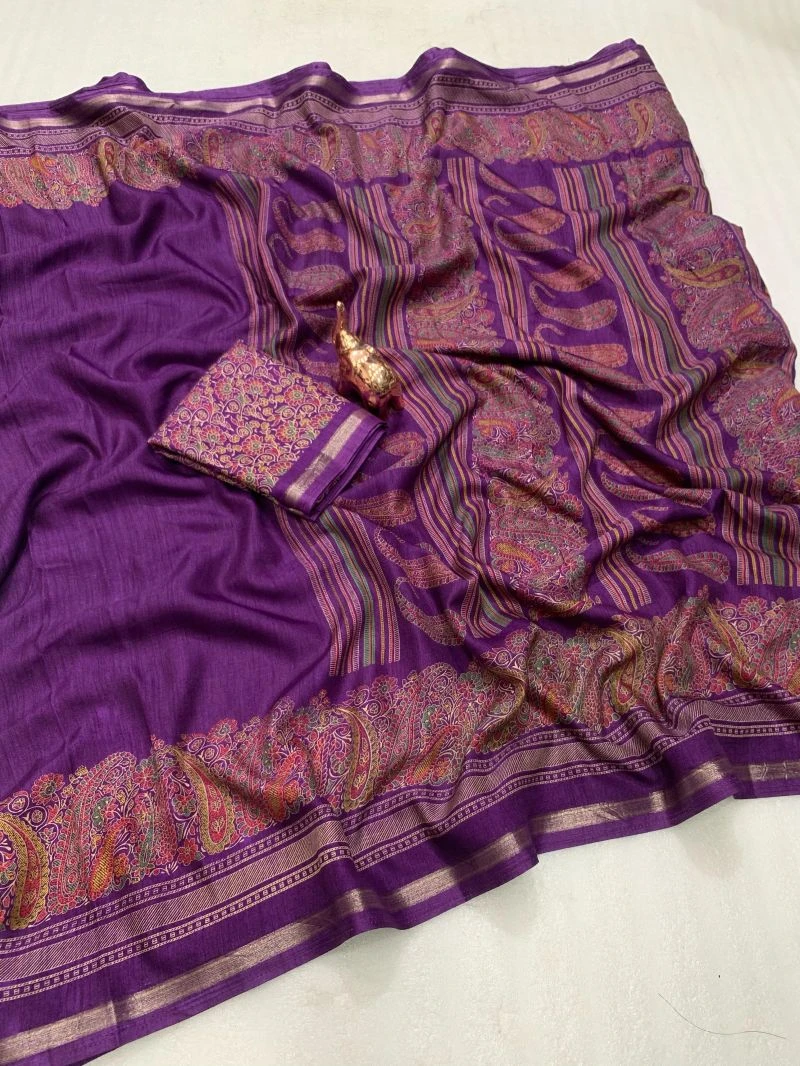 Md Apple 1 Tusser Silk Jacquard Printed Saree Collection 6