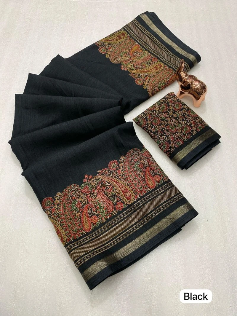 Md Apple 1 Tusser Silk Jacquard Printed Saree Collection 8