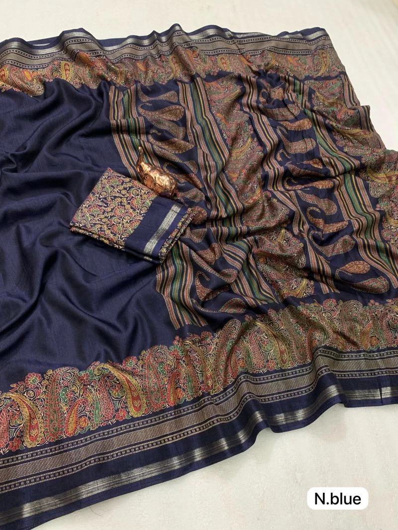 Md Apple 1 Tusser Silk Jacquard Printed Saree Collection 9