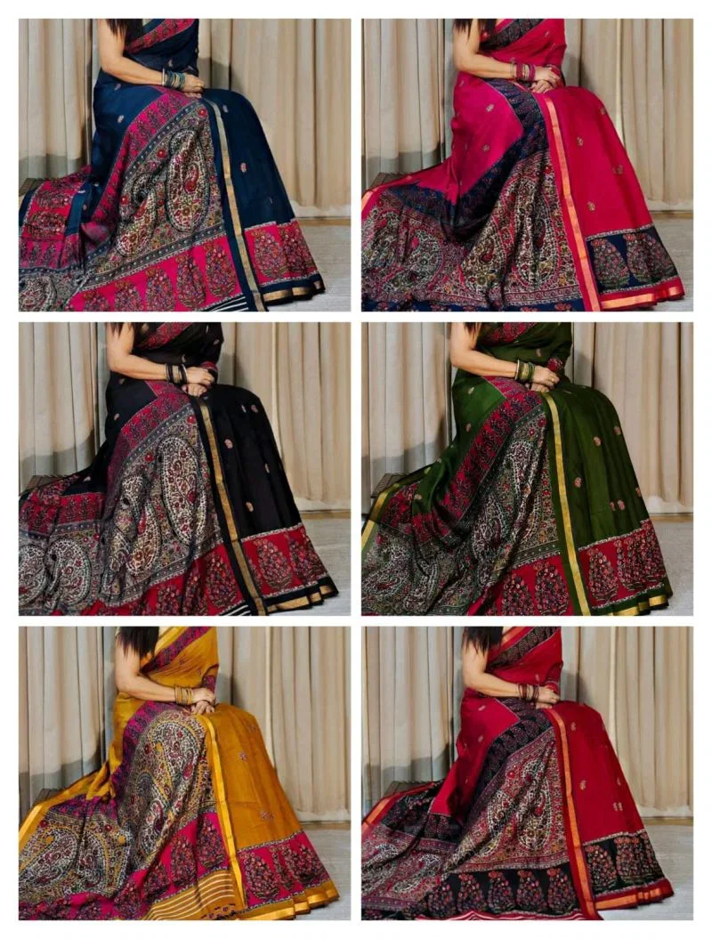 Meraki Vol 17 Mul Cotton Gold Zari Border Saree Collection 8