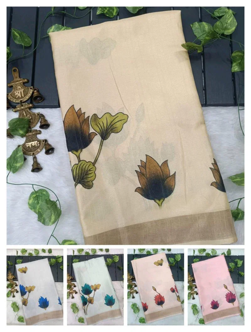 Meraki Vol 23 Tusser Silk Flower Printed Saree Collection 7