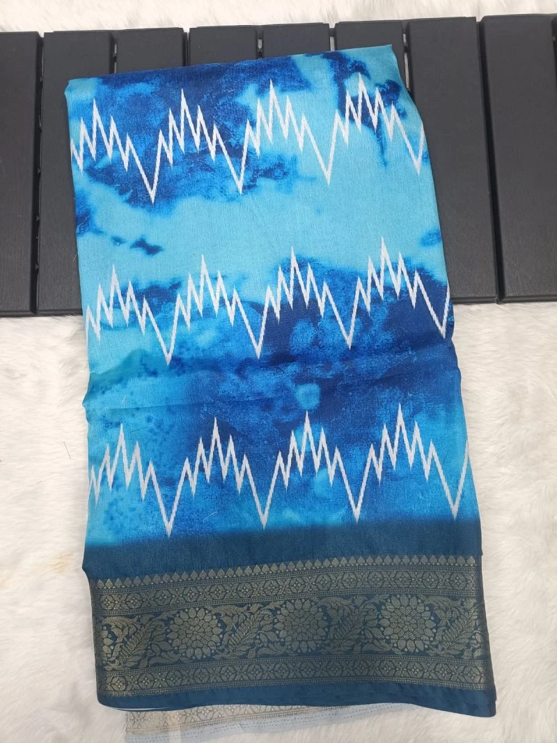 Meraki Vol 24 Dola Silk Digital Print With Jacquard Border Saree 3