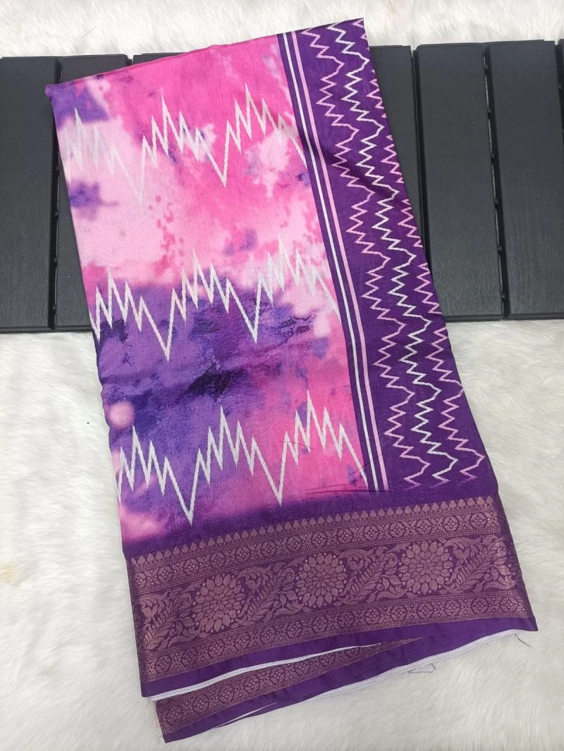 Meraki Vol 24 Dola Silk Digital Print With Jacquard Border Saree 4