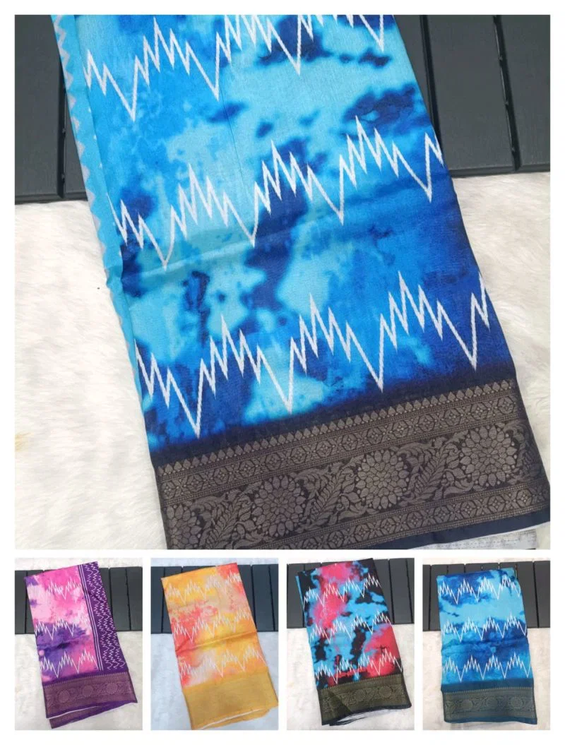 Meraki Vol 24 Dola Silk Digital Print With Jacquard Border Saree 7