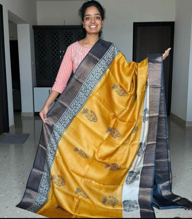 Meraki Vol 26 Soft Tusser Silk Zari Border Saree Collection 3