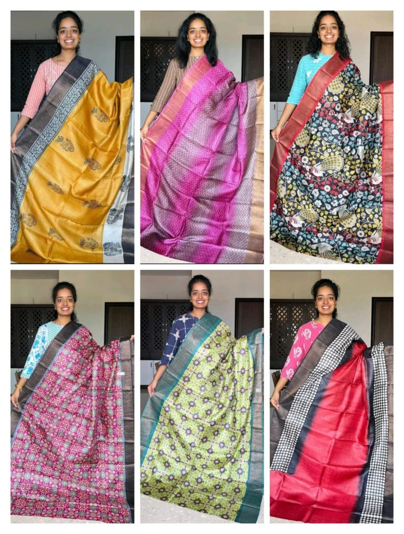 Meraki Vol 26 Soft Tusser Silk Zari Border Saree Collection 8
