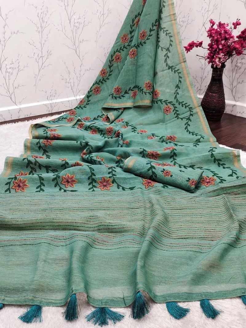 Mojora Silk Tusser Silk Zari Border Saree Collection