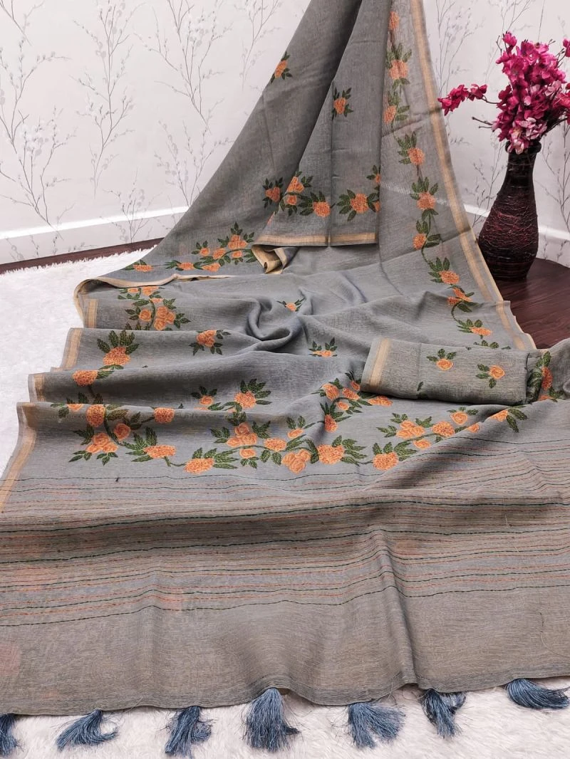 Mojora Silk Tusser Silk Zari Border Saree Collection 3