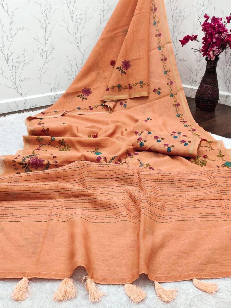 Mojora Silk Tusser Silk Zari Border Saree Collection 4