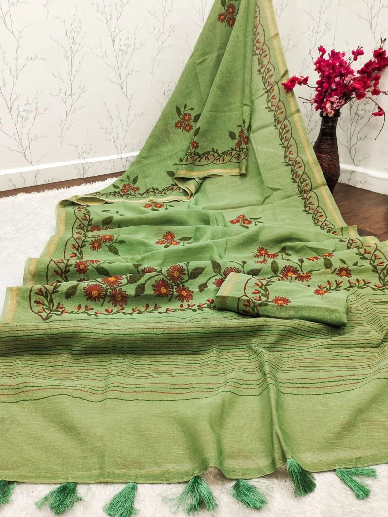 Mojora Silk Tusser Silk Zari Border Saree Collection 5