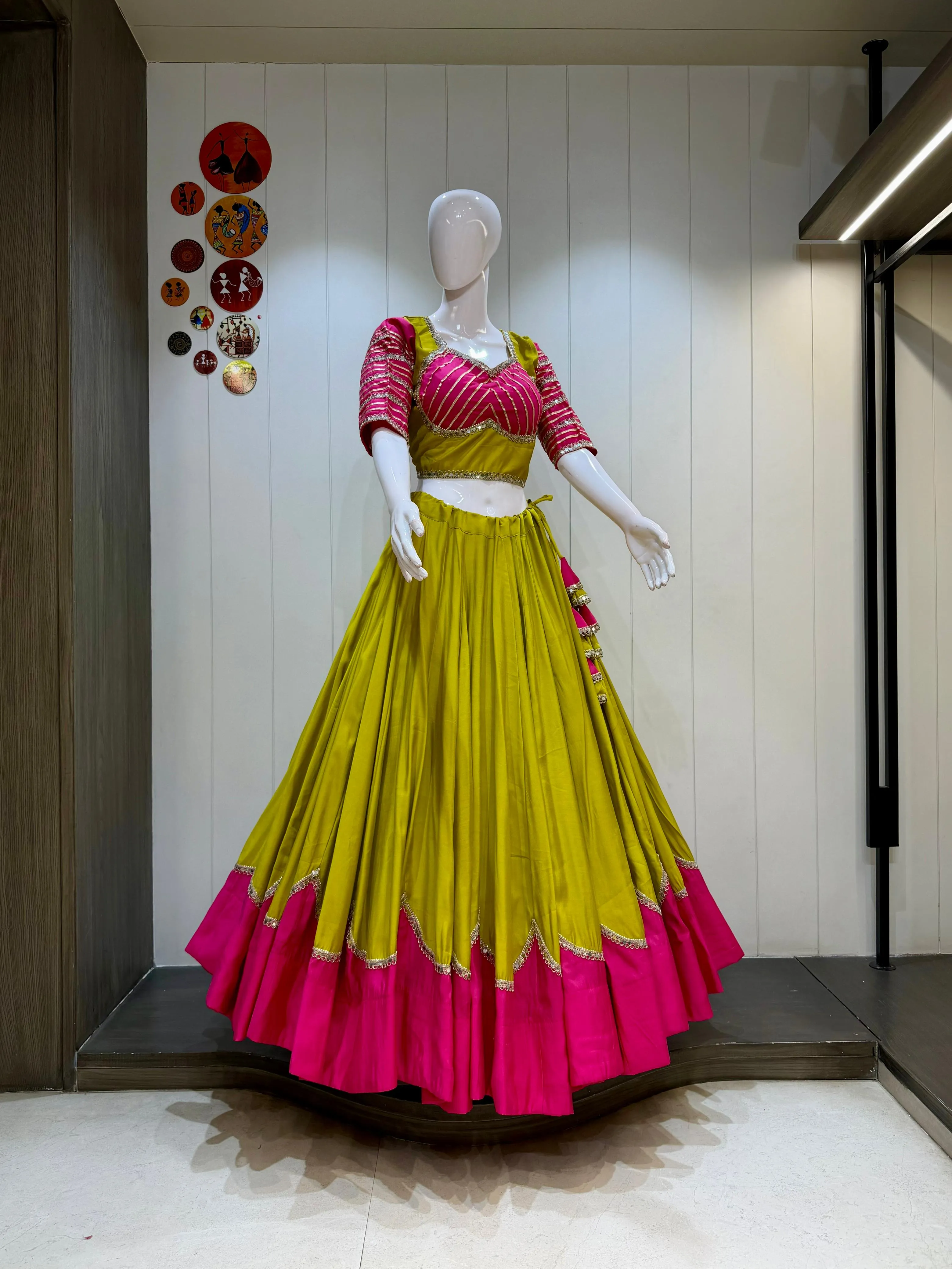 Moon Pure Rayon Silk Lehenga Choli With Heavy Border And Kali Pattern 10