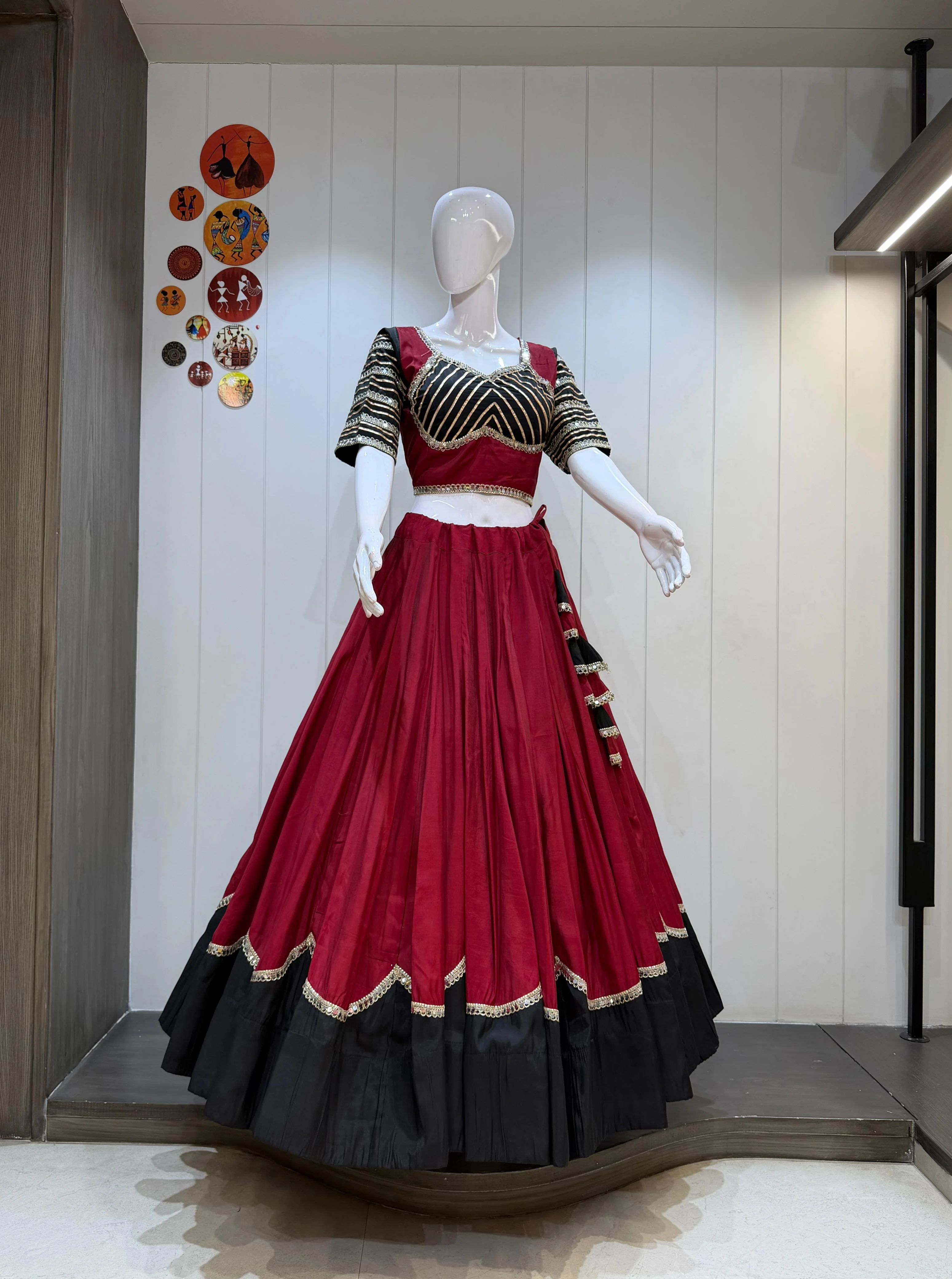 Moon Pure Rayon Silk Lehenga Choli With Heavy Border And Kali Pattern 3