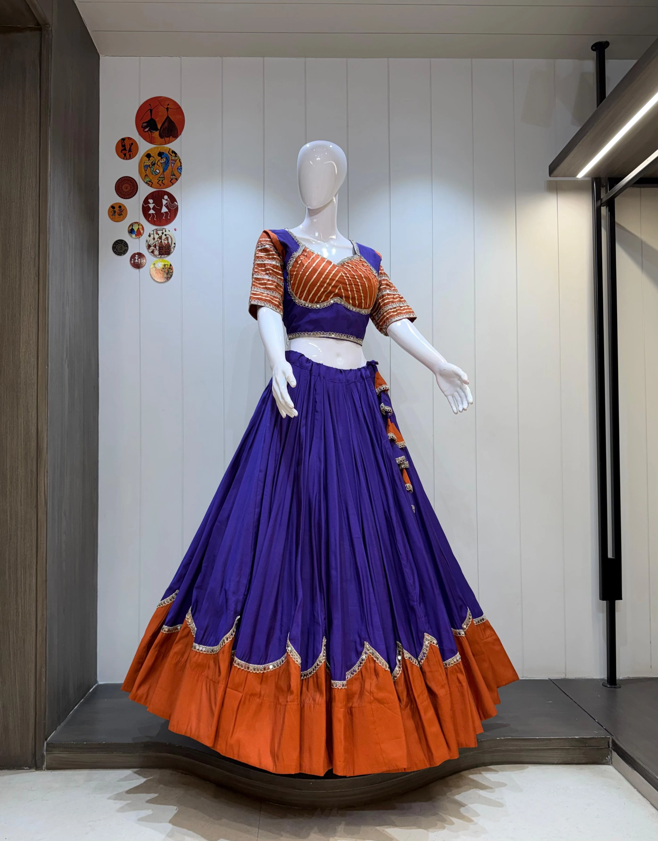 Moon Pure Rayon Silk Lehenga Choli With Heavy Border And Kali Pattern 5