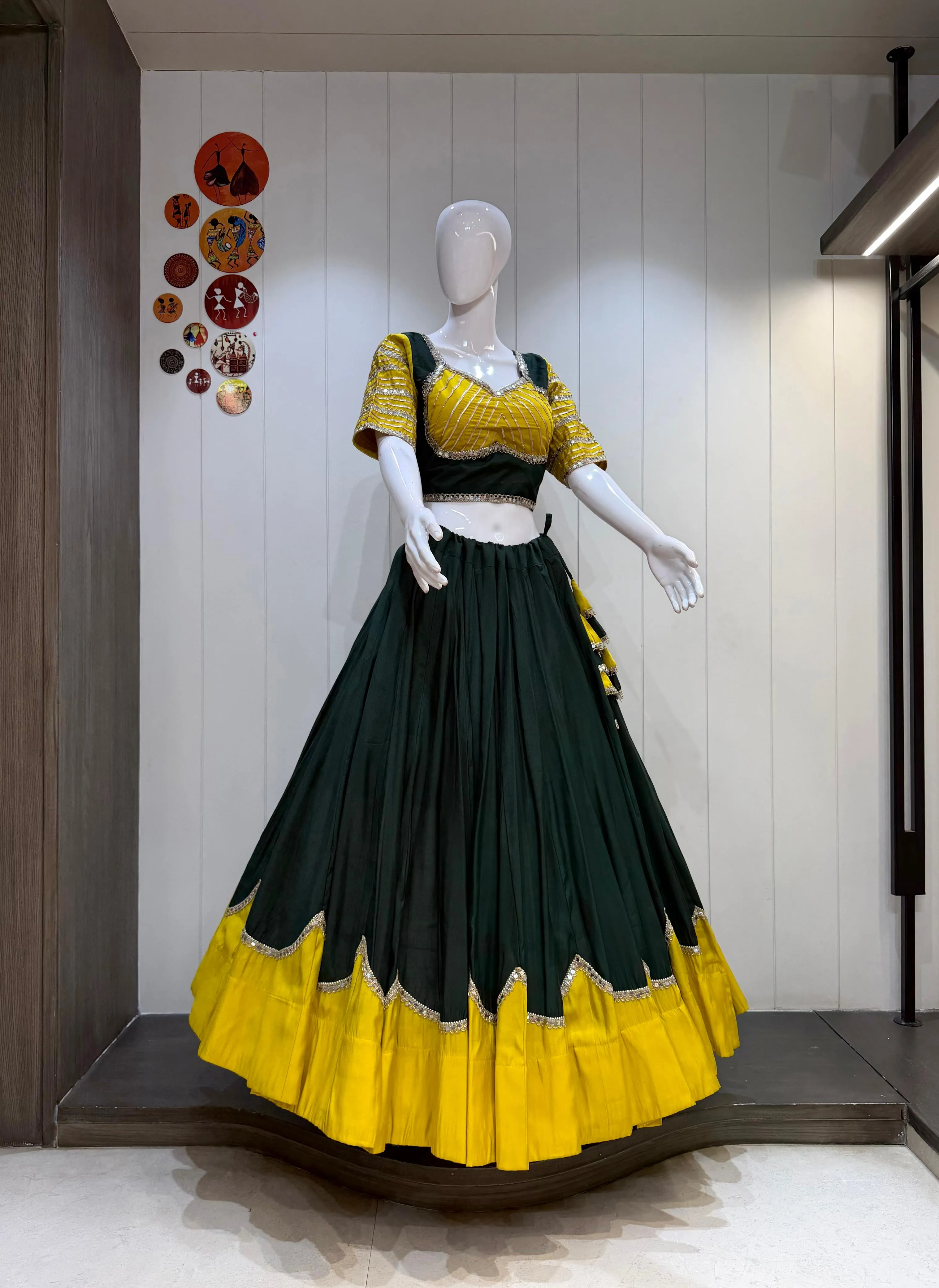 Moon Pure Rayon Silk Lehenga Choli With Heavy Border And Kali Pattern 8