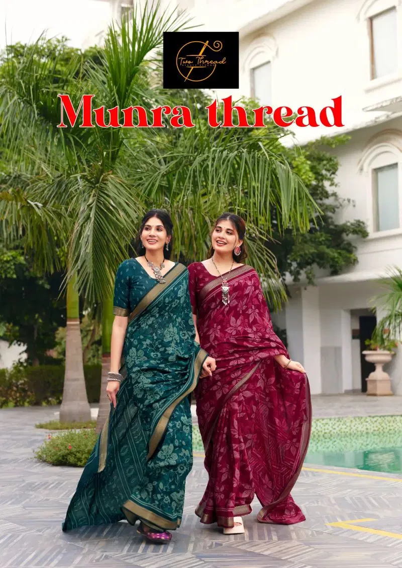 Munra Thread Viscose Zari Border Saree Collection 1