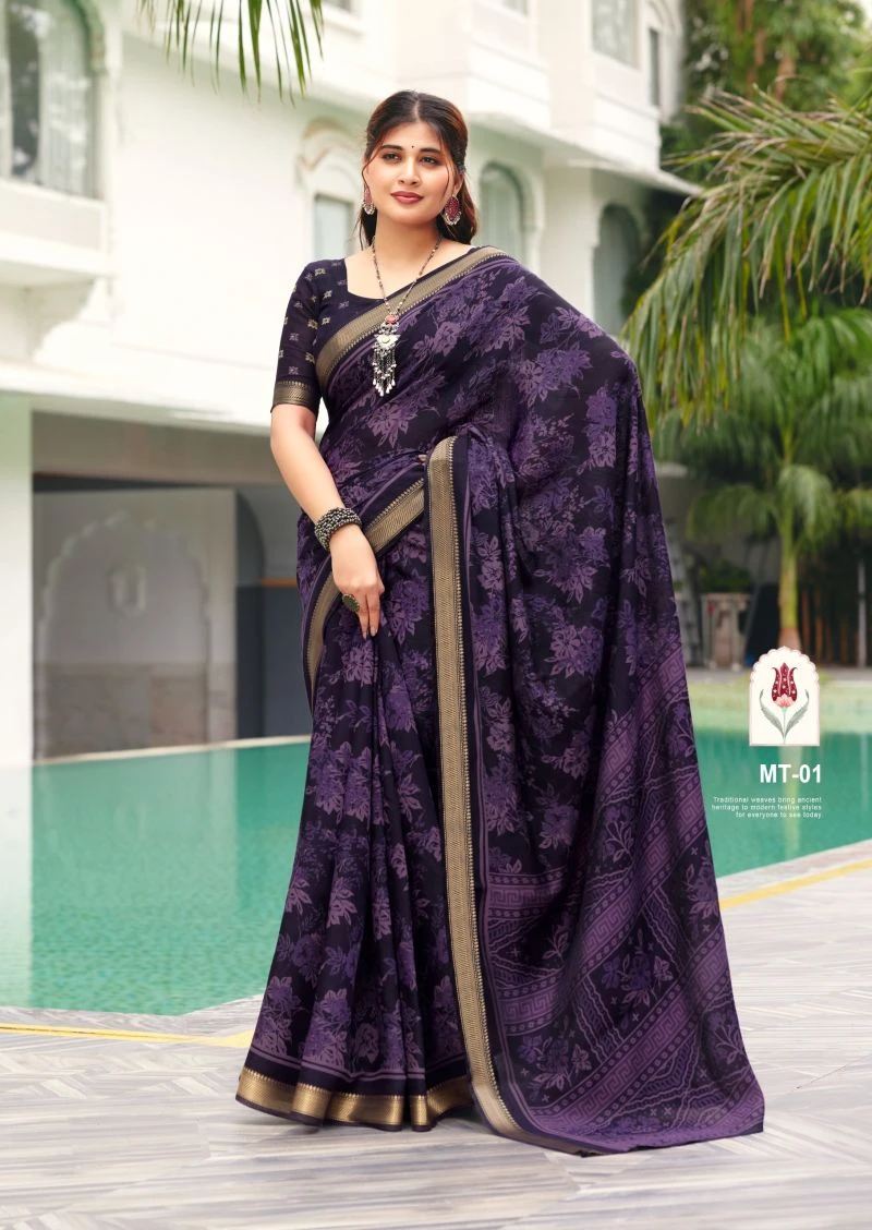 Munra Thread Viscose Zari Border Saree Collection 12