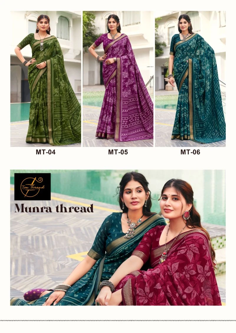 Munra Thread Viscose Zari Border Saree Collection 3