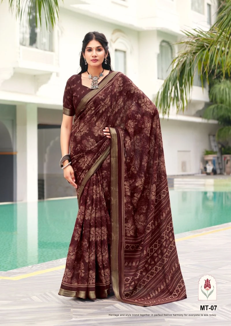Munra Thread Viscose Zari Border Saree Collection 7