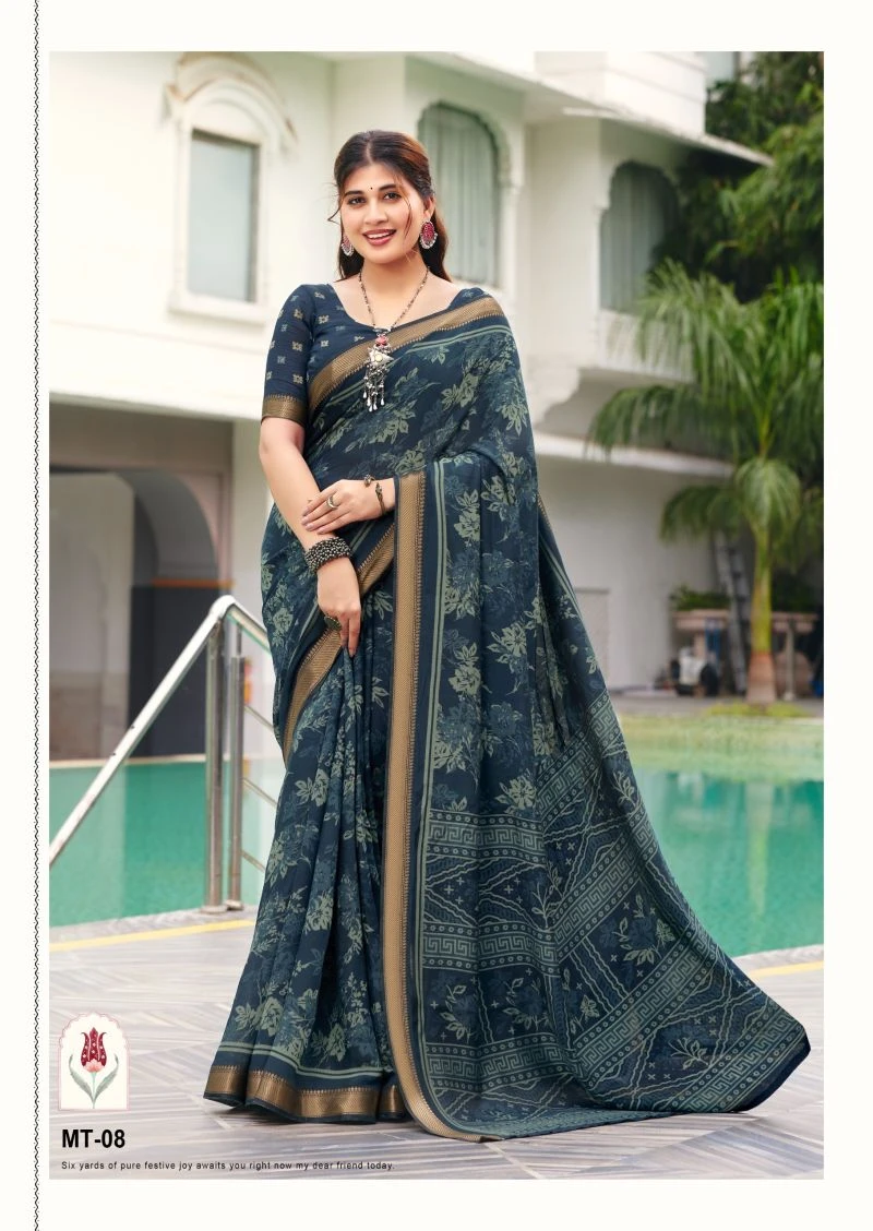 Munra Thread Viscose Zari Border Saree Collection 8
