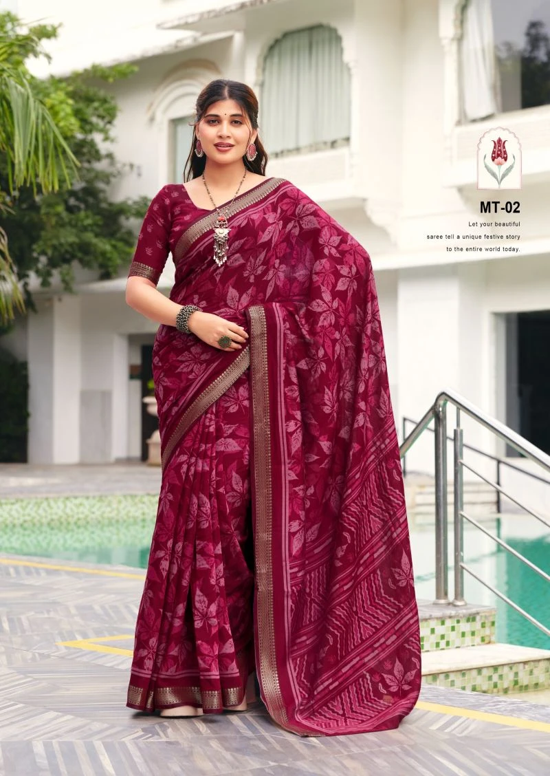 Munra Thread Viscose Zari Border Saree Collection 9