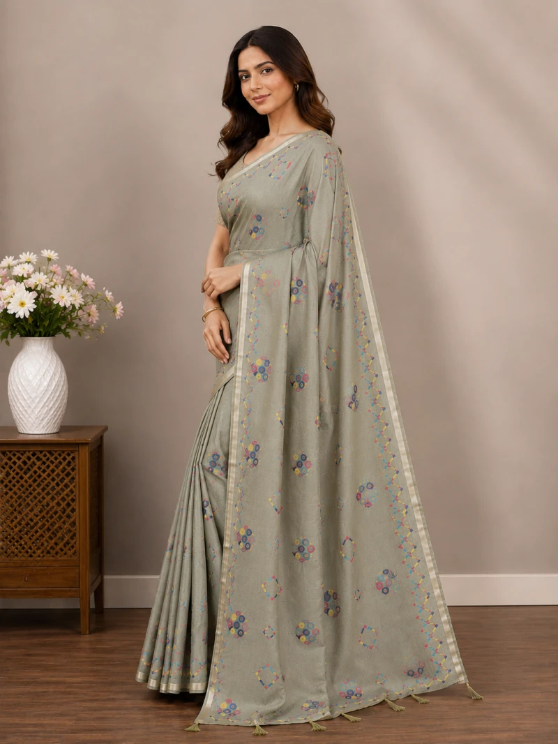 Mv Vis 35 Cotton Geometric Printed Saree Collection 11