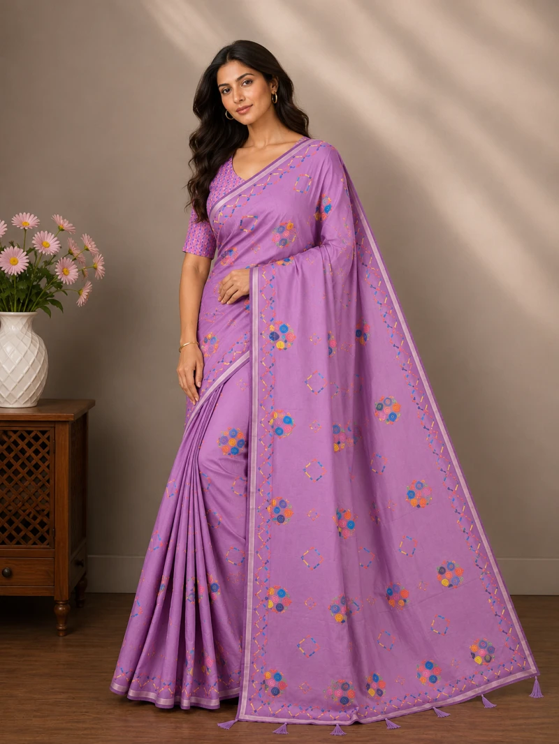 Mv Vis 35 Cotton Geometric Printed Saree Collection 13