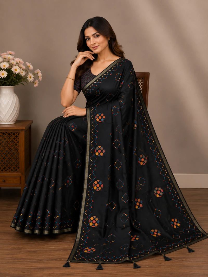 Mv Vis 35 Cotton Geometric Printed Saree Collection 4