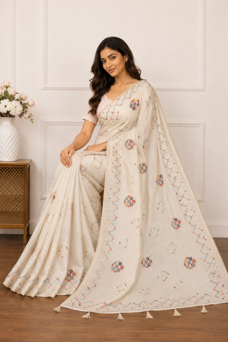 Mv Vis 35 Cotton Geometric Printed Saree Collection 8