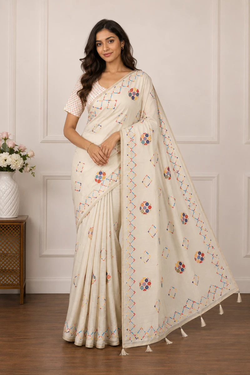 Mv Vis 35 Cotton Geometric Printed Saree Collection 9