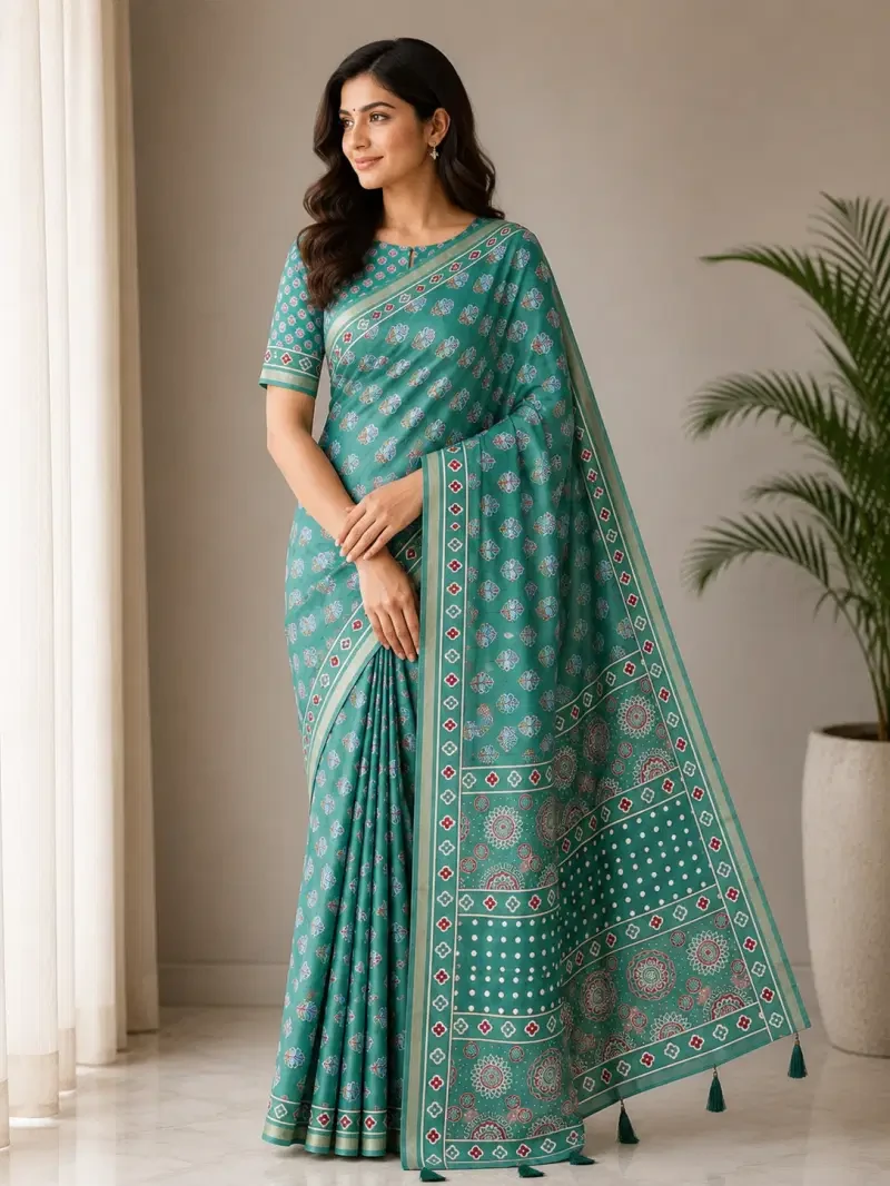 Mv Vis 36 Cotton Ajrakh Printed Saree Collection