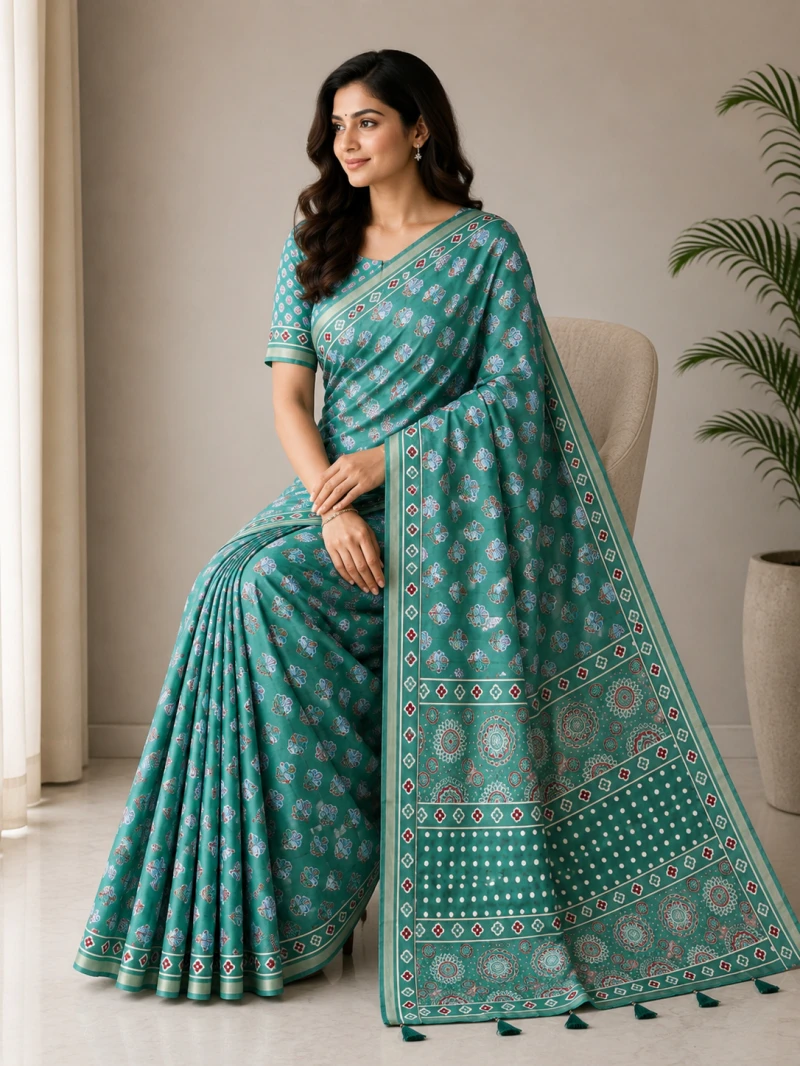 Mv Vis 36 Cotton Ajrakh Printed Saree Collection 10