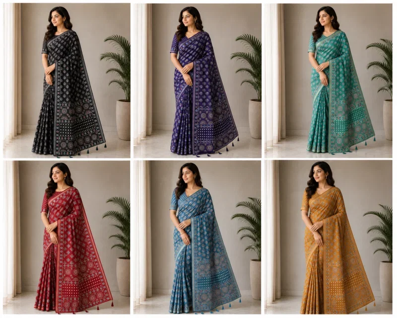 Mv Vis 36 Cotton Ajrakh Printed Saree Collection 6