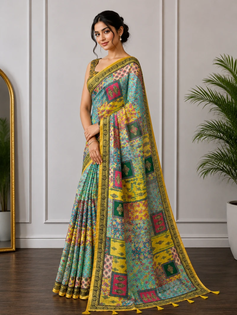 Mv Vis 37 Cotton Patchwork Printed Saree Collection 10