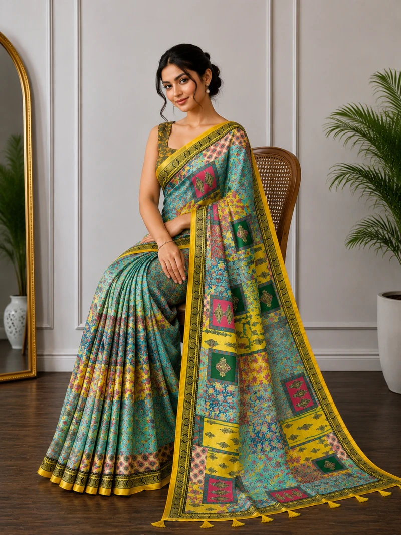 Mv Vis 37 Cotton Patchwork Printed Saree Collection 11