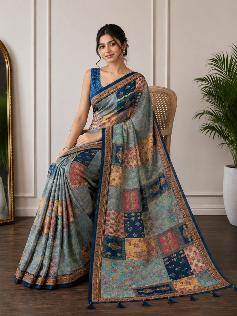 Mv Vis 37 Cotton Patchwork Printed Saree Collection 12