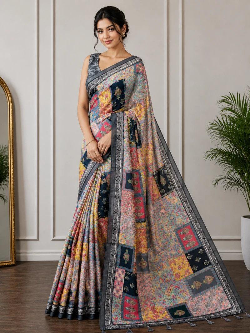 Mv Vis 37 Cotton Patchwork Printed Saree Collection 14