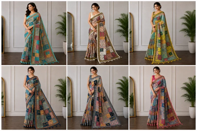 Mv Vis 37 Cotton Patchwork Printed Saree Collection 6