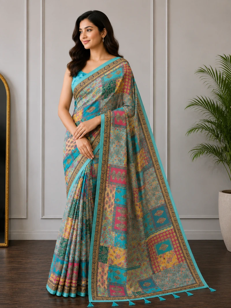 Mv Vis 37 Cotton Patchwork Printed Saree Collection 7