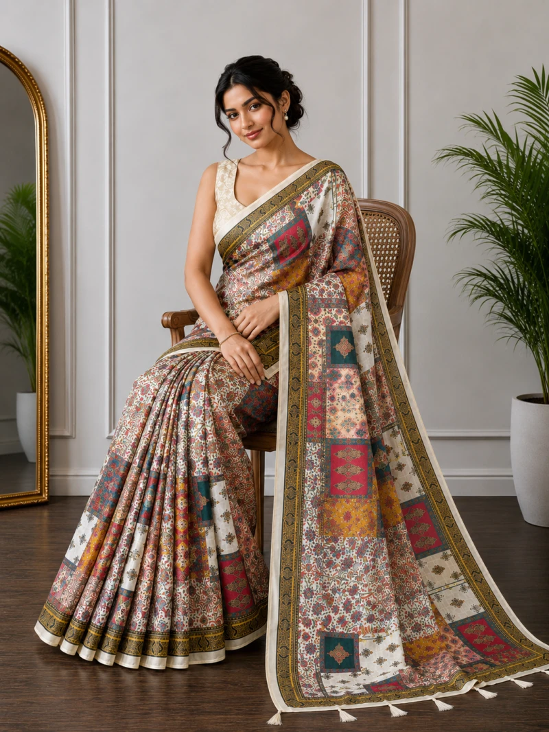Mv Vis 37 Cotton Patchwork Printed Saree Collection 8