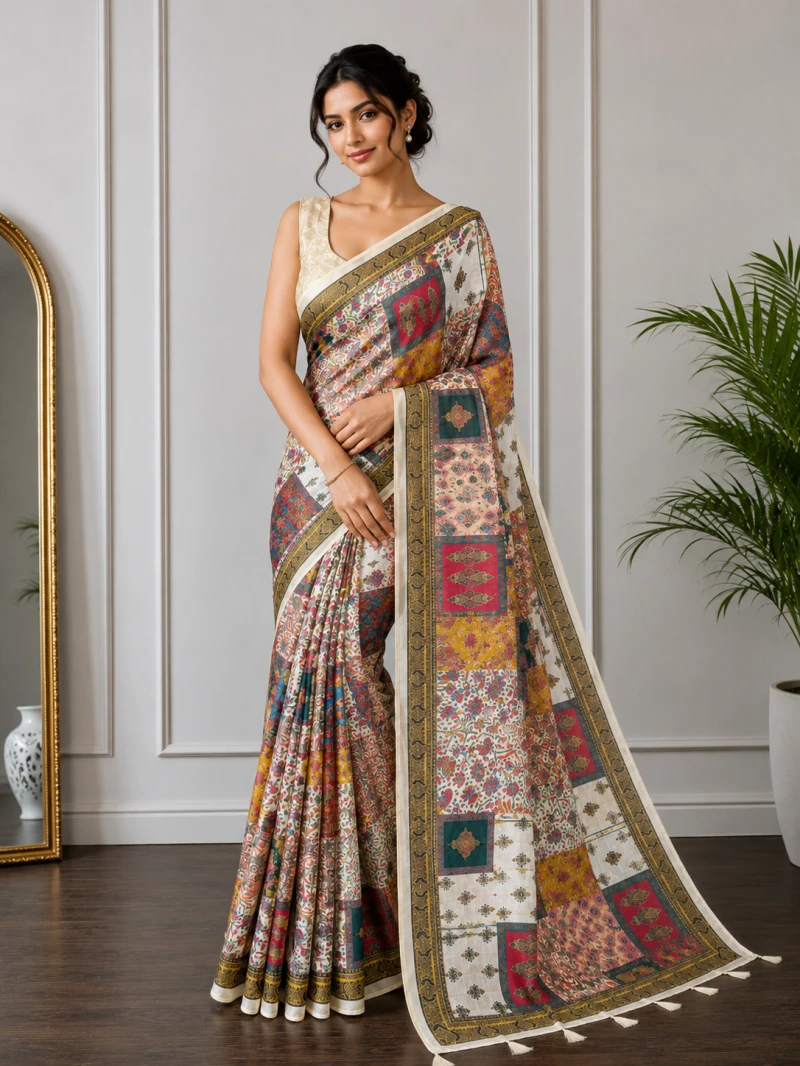Mv Vis 37 Cotton Patchwork Printed Saree Collection 9
