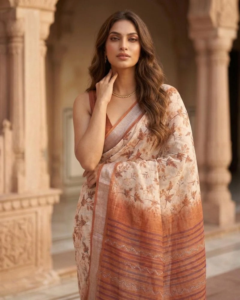 Mv Vis 38 Linen Digital Floral Printed Saree Collection 6