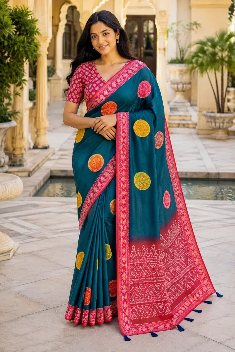 Mv Vis 44 Mul Cotton Bandhani Printed Saree Collection 1